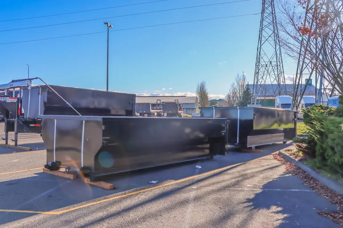 Roll-off dumpster ready for waste disposal at job site for 3 Yard Dumpster Rental in Barbecue